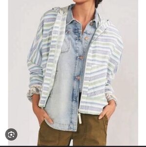 NWOT Anthropologie Striped Zip-Up Hoodie_ L/XL